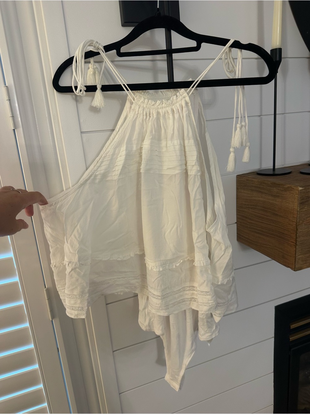 Free People White Boho Tie-Strap Bodysuit